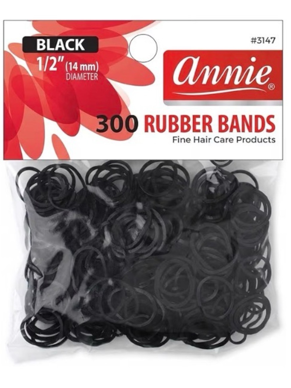 Annie 14mm Black 300-Pack Mini Rubber Hair Bands